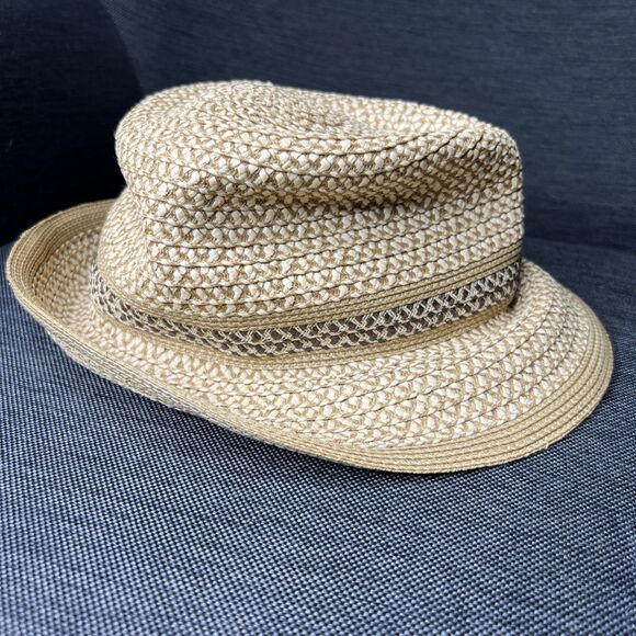 Eric Javits Squishee Woven Fedora Hat Beige UPF 50+ Packable Luxury Beach - Picture 2 of 7